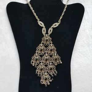 Brass and Black vintage Estate Necklace